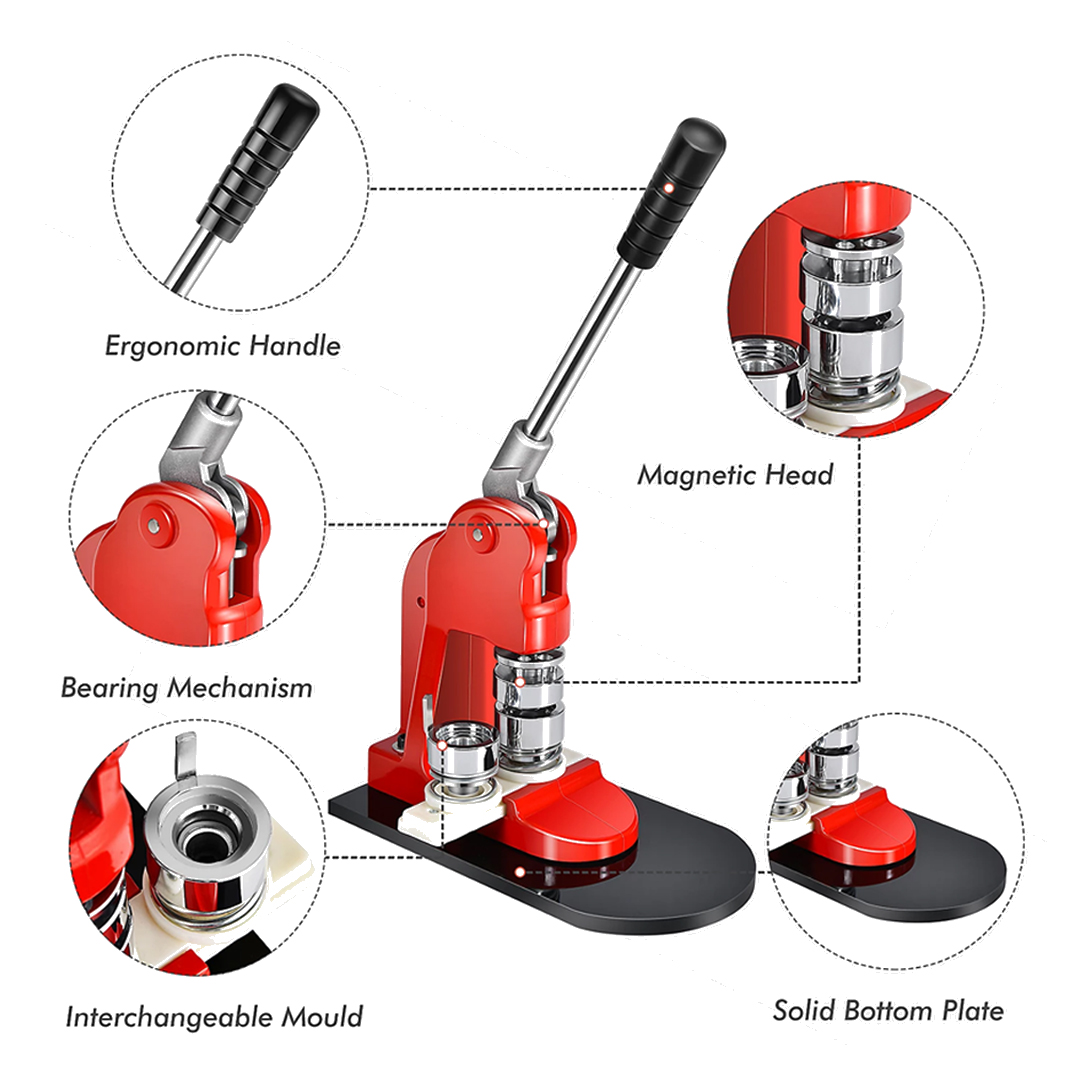 Badge Making Machine Red view 2