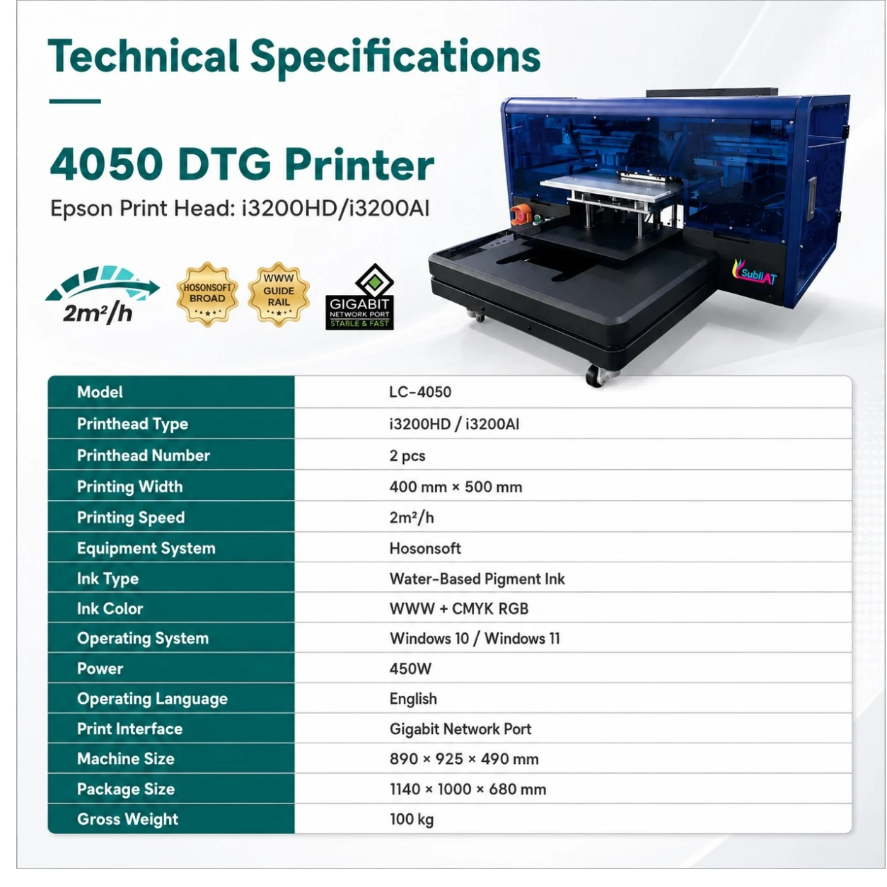 Subliat 4050 DTG Printer With Dual Epson I3200hd I3200ai Printheads view 2