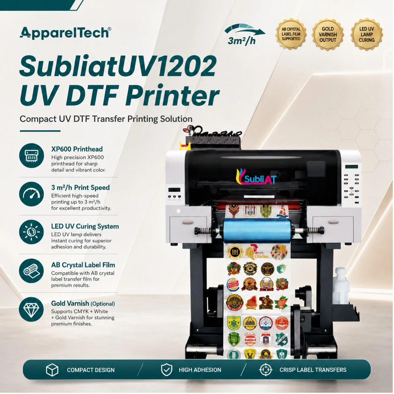Subliat Uv1202 12 Inch UV DTF Printer With XP600 Printhead