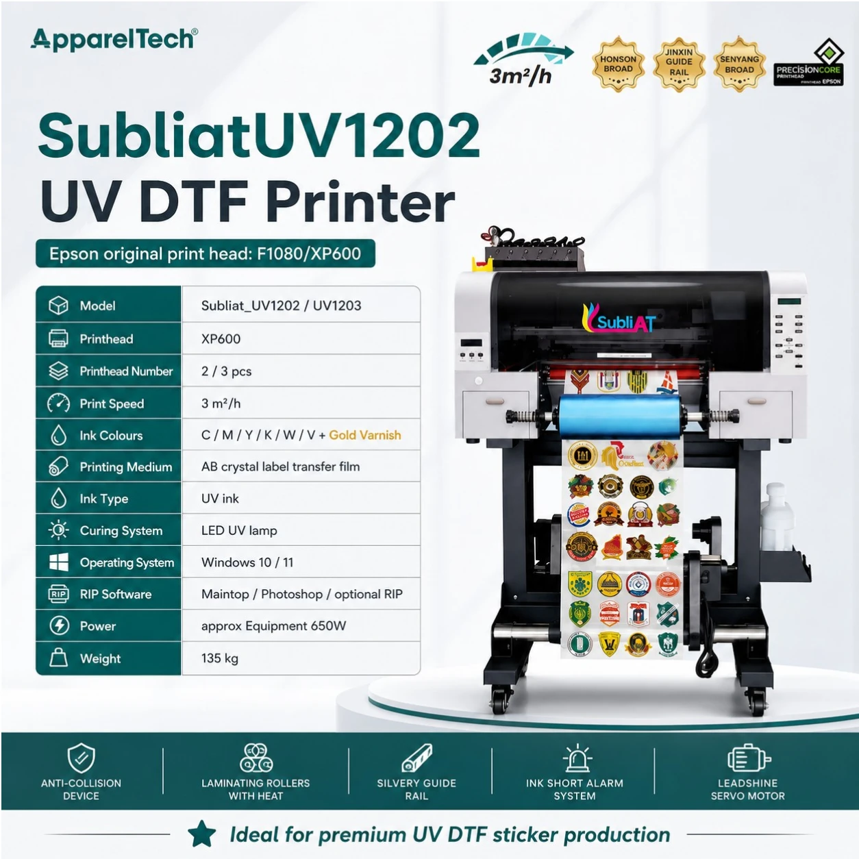 Subliat Uv1202 12 Inch UV DTF Printer With XP600 Printhead view 2