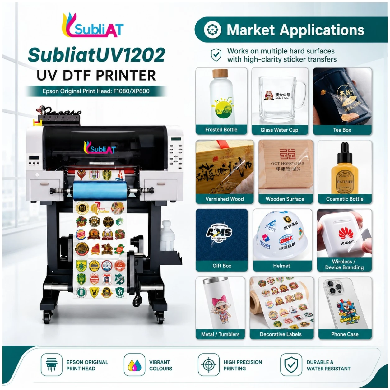 Subliat Uv1202 12 Inch UV DTF Printer With XP600 Printhead view 3